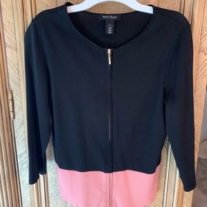 White House Black Market ColorBlock Cardigan zip